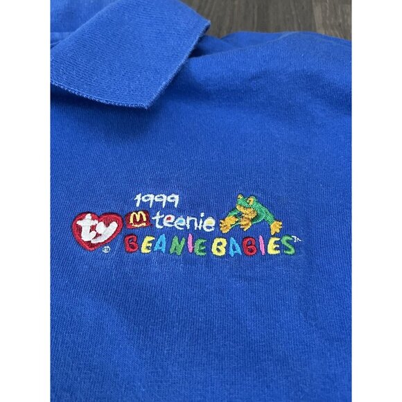 Teenie Beanie Babies 1999 Embroidered Blue Polo Shirt Size Large McDonalds - Picture 3 of 10